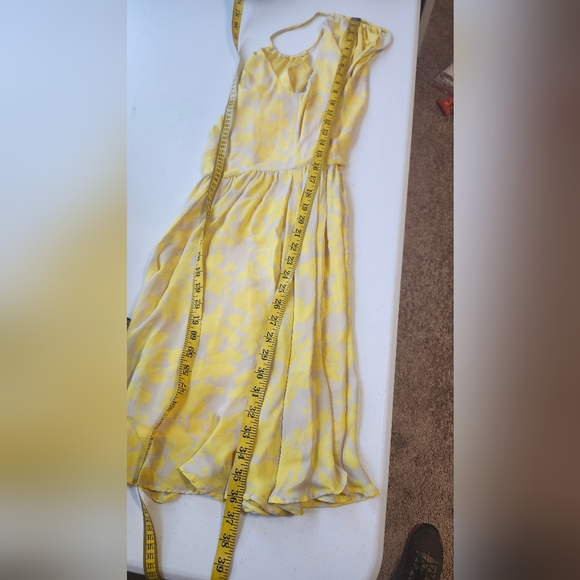 Pippa lemon yellow and grey silky spring dress sz 2 - Picture 4 of 7